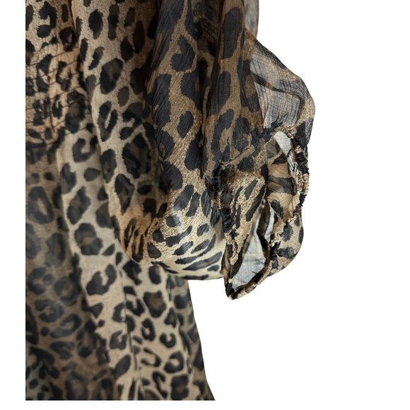 SOLD sheer silk cheetah print long sleeve shirt inc international concepts 14 - Picture 8 of 15